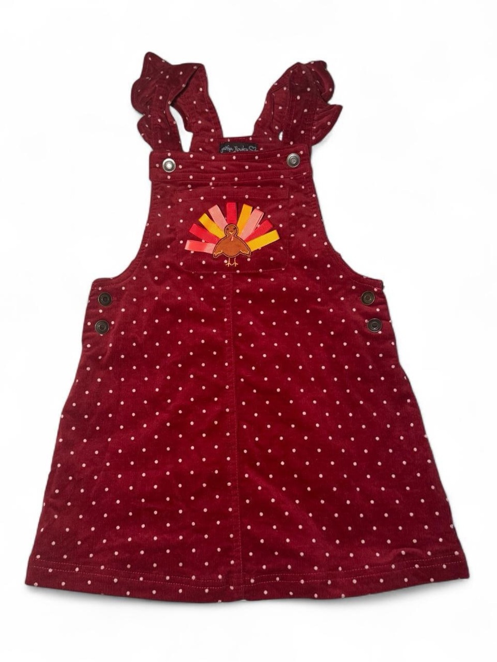 Thanksgiving Cynthia Rowley red polka dot dress with ribbon turkey size 4 years🗻